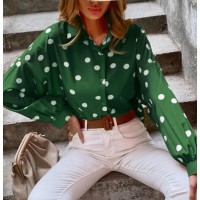 Retro printed polka dot shirt long sleeves HF0613-01-01