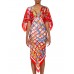 MORPHEW COLLECTION Red & Pink Silk Twill Floral 2-Scarf Dress Made From Vintage Scarves