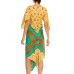 MORPHEW COLLECTION Butter Yellow & Teal Status Print Silk Two Scarf Equestrian Dress