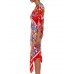 MORPHEW COLLECTION Red & Pink Silk Twill Floral 2-Scarf Dress Made From Vintage Scarves
